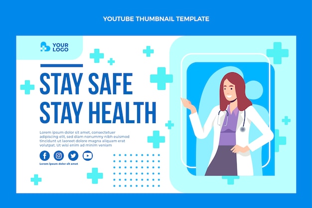 Free vector flat design medical youtube thumbnail