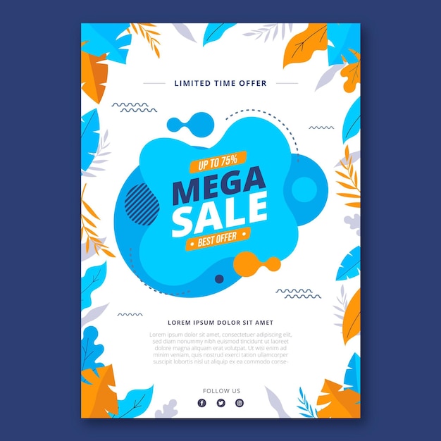 Free vector flat design mega sales poster template