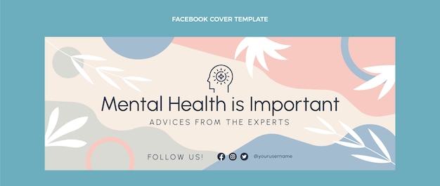 Плоский дизайн обложки facebook для психического здоровья