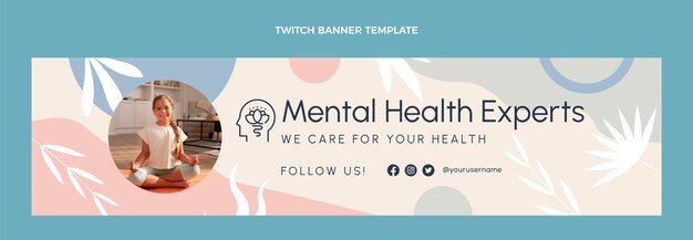 Flat design mental health twitch banner