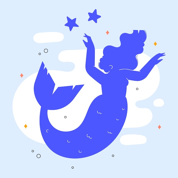 Free Vector flat design mermaid silhouette illustration