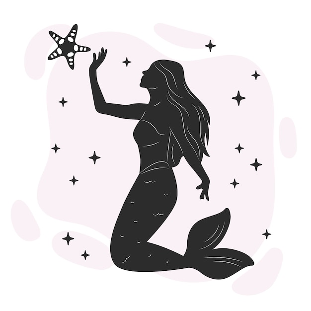 Free Vector flat design mermaid silhouette illustration