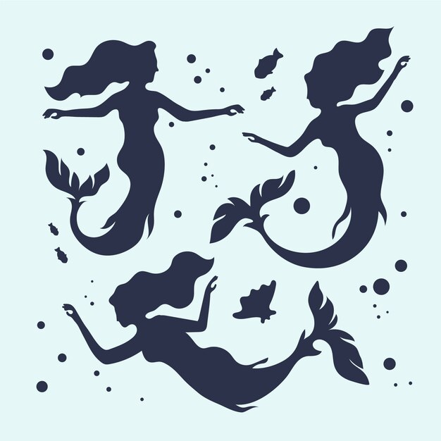 flat design mermaid silhouette illustration