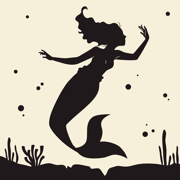 flat design mermaid silhouette