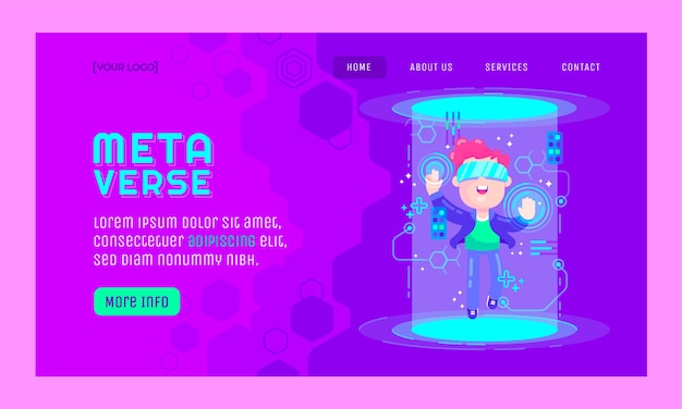 Flat design metaverse landing page