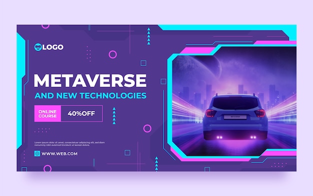 Vettore gratuito post di facebook con tecnologia metaverse dal design piatto