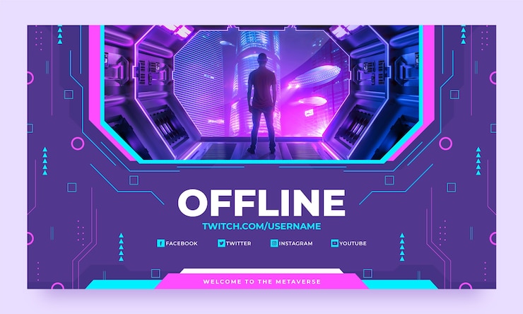 Free Vector flat design metaverse technology twitch background