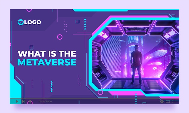 Free vector flat design metaverse technology youtube thumbnail