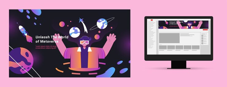 Free Vector flat design metaverse youtube channel art