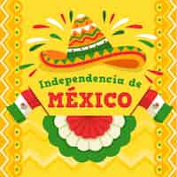 무료 벡터 평면 디자인 멕시코 독립 기념일 개념