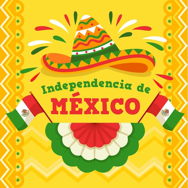 Плоский дизайн мексиканский день независимости концепция