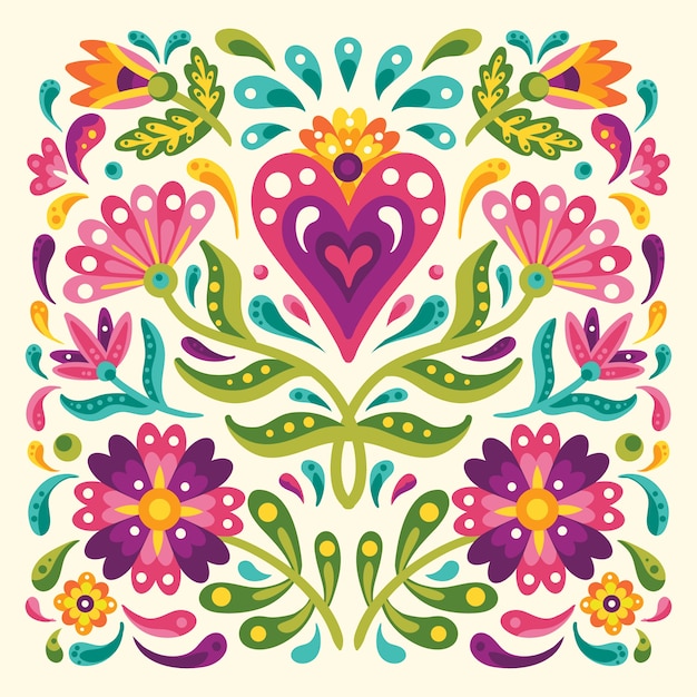 Flat design mexican embroidery illustration