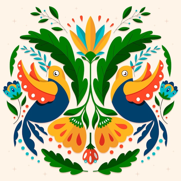 Free vector flat design mexican embroidery illustration
