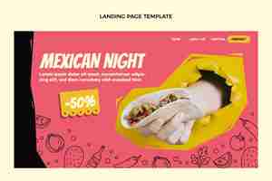 Free vector flat design mexican food landing page