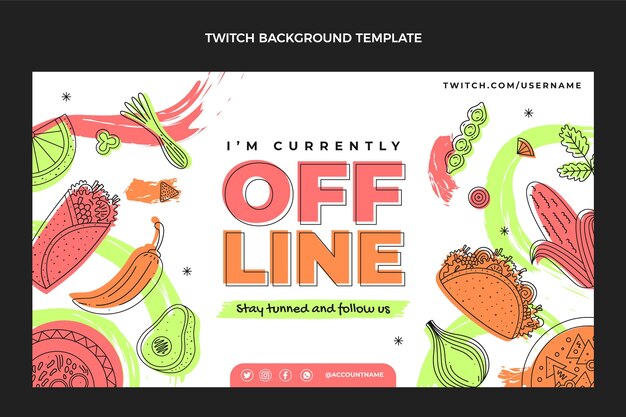 Free vector flat design mexican food twitch background