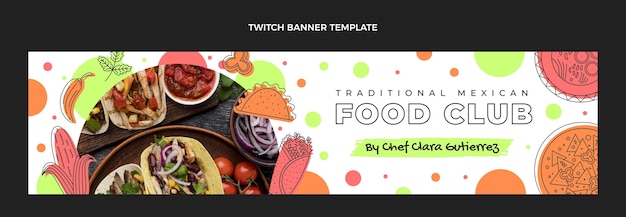 Flat design mexican food twitch banner