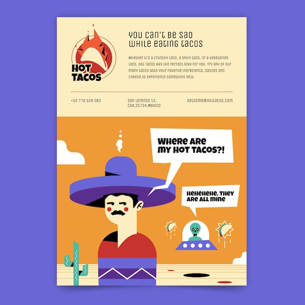 Free vector flat design mexican restaurant poster