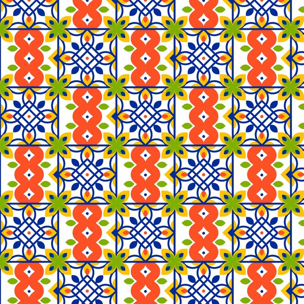 Free vector flat design mexican talavera pattern