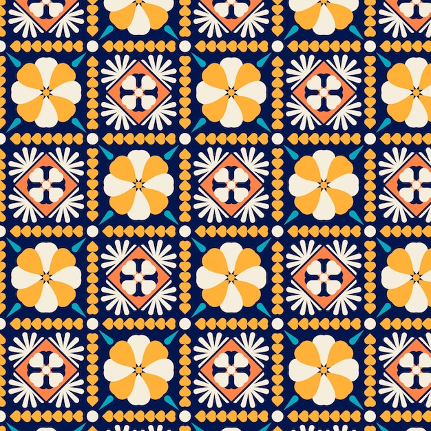 Free vector flat design mexican talavera pattern