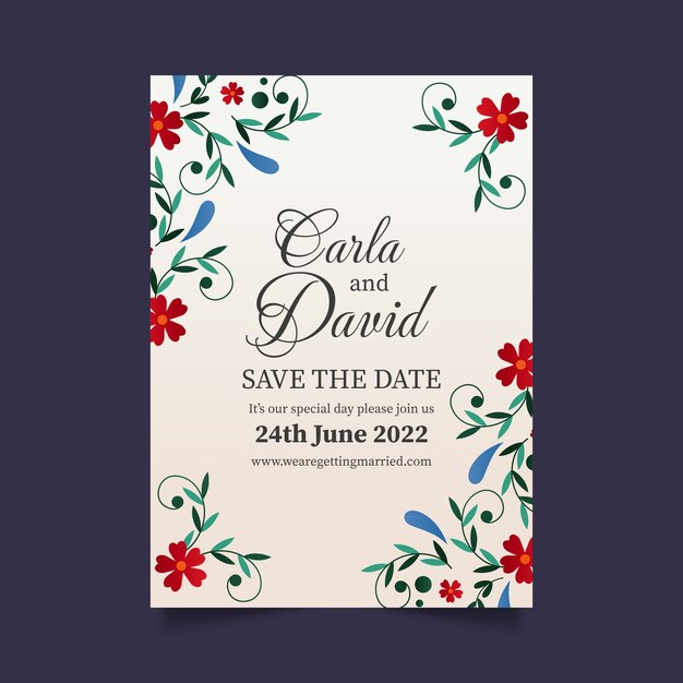 Flat design mexican wedding invitation