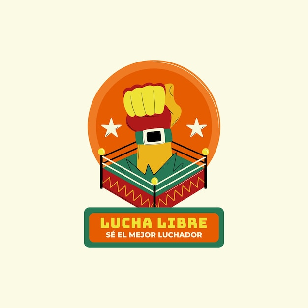 Logo del lottatore messicano dal design piatto