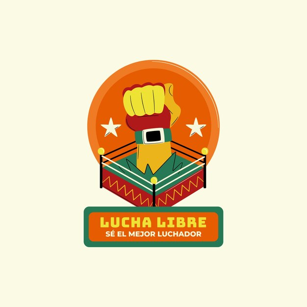 Flat design mexican wrestler logo