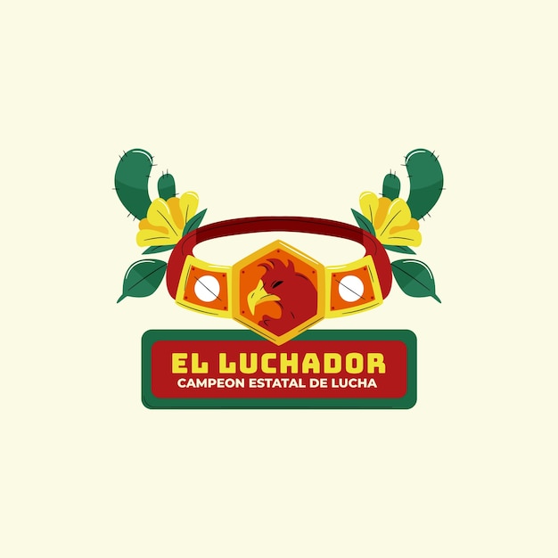 Логотип мексиканского рестлера в плоском дизайне