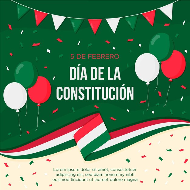 Flat design mexico constitution day background