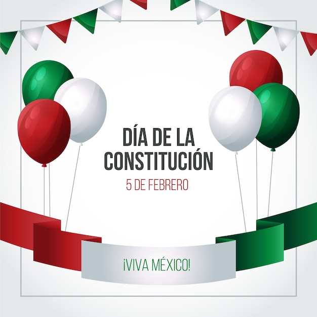 Flat design mexico constitution day