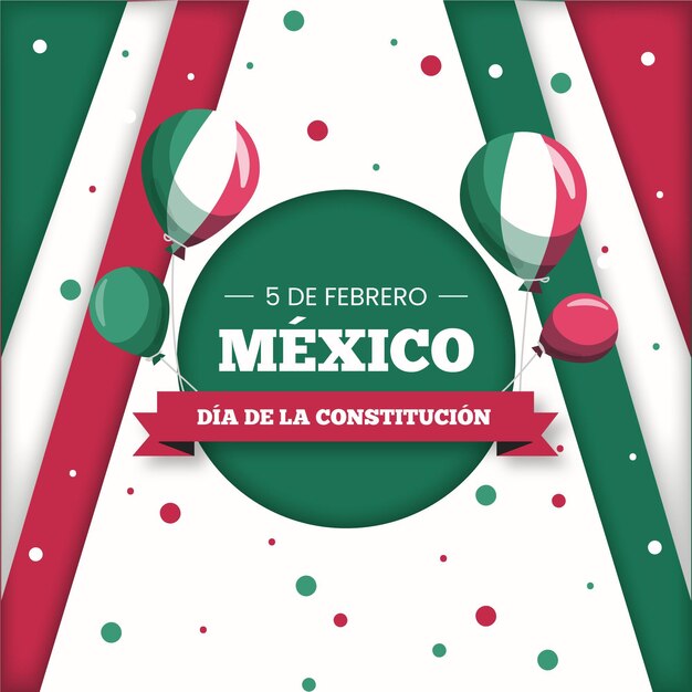 Flat design mexico constitution day