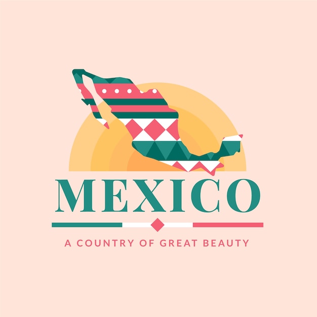 Flat design mexico logo map