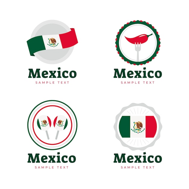 Free vector flat design mexico logo set