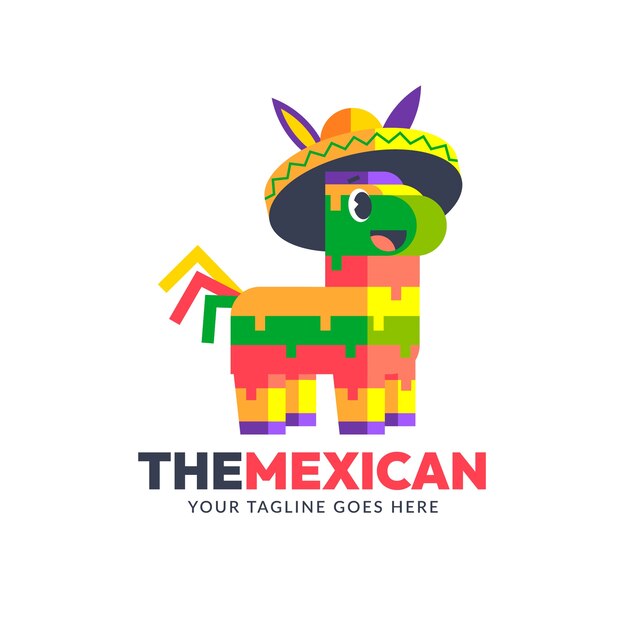フラットなデザインのメキシコのロゴ テンプレート