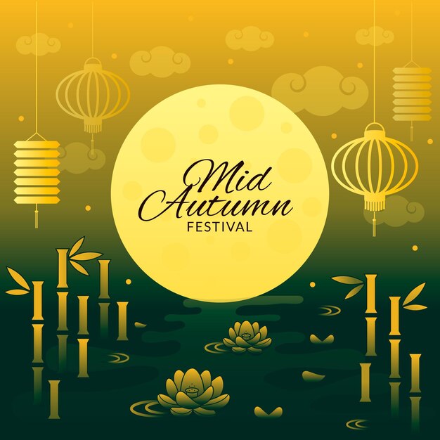 Flat design mid-autumn festival celebration concept