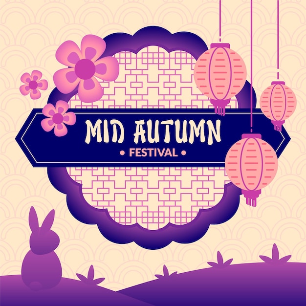 Flat design mid-autumn festival celebration theme