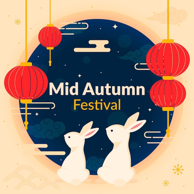 Flat design mid-autumn festival celebration