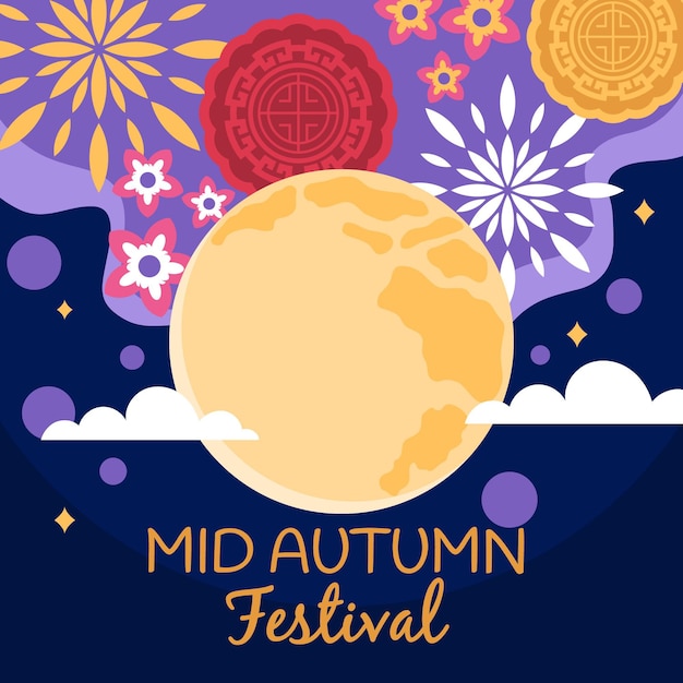 Flat design mid-autumn festival style