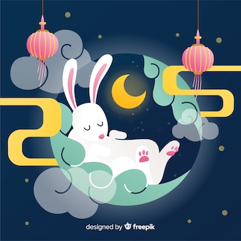 Flat design mid autumn festival