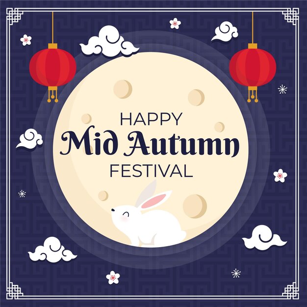 Flat design mid autumn festival