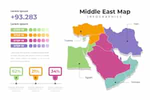 Free vector flat design middle east map illustration