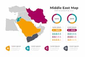 無料ベクター フラットなデザインの中東地図イラスト