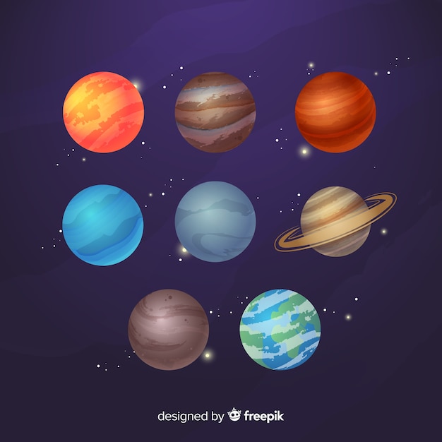 Free vector flat design milky way planet collection