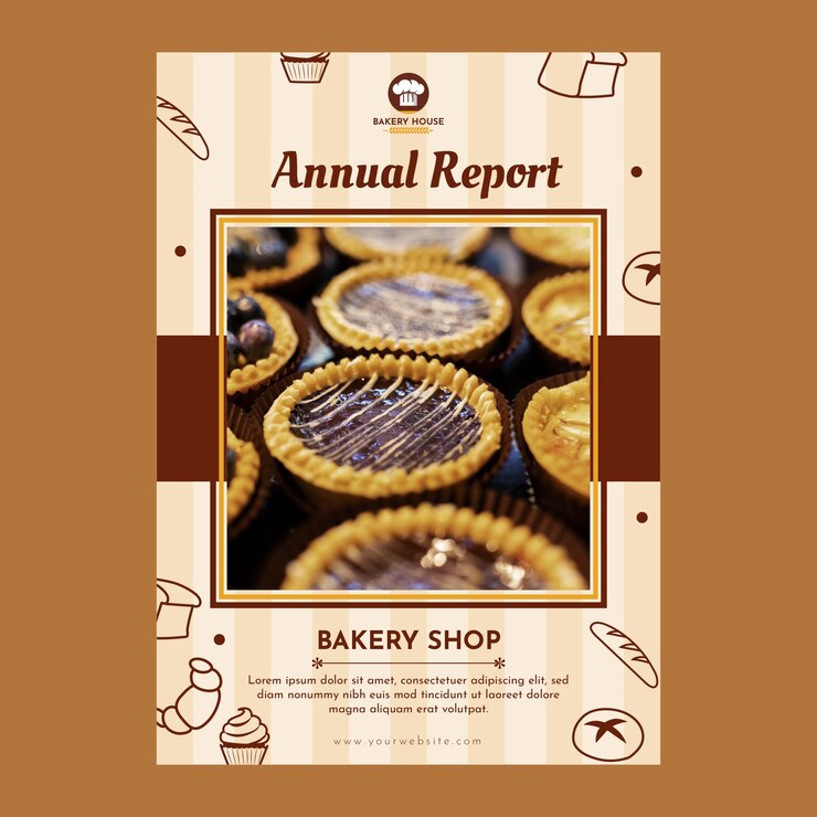 मुफ़्त वेक्टर flat design minimal bakery annual report