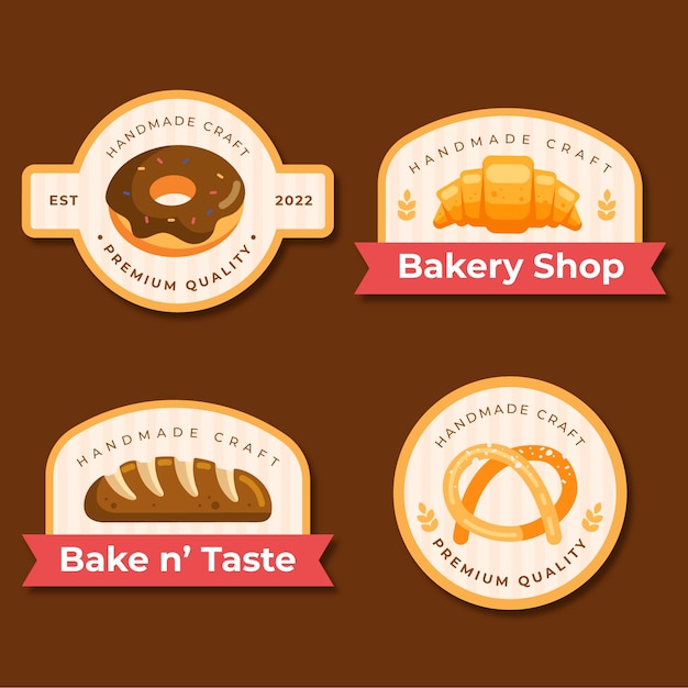 Flat design minimal bakery badges template