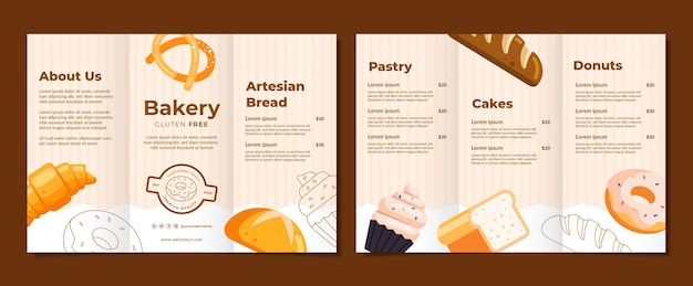 Free vector flat design minimal bakery brochure template