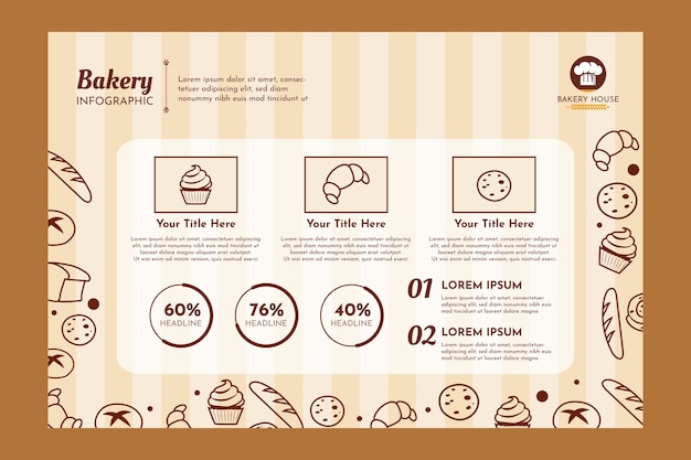 Flat design minimal bakery infographic template