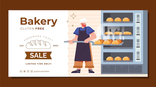 Free vector flat design minimal bakery webinar template