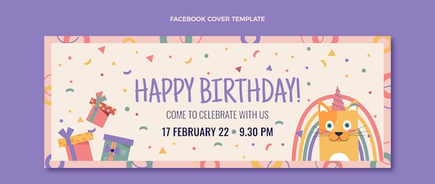 Copertina facebook di compleanno minimal design piatto