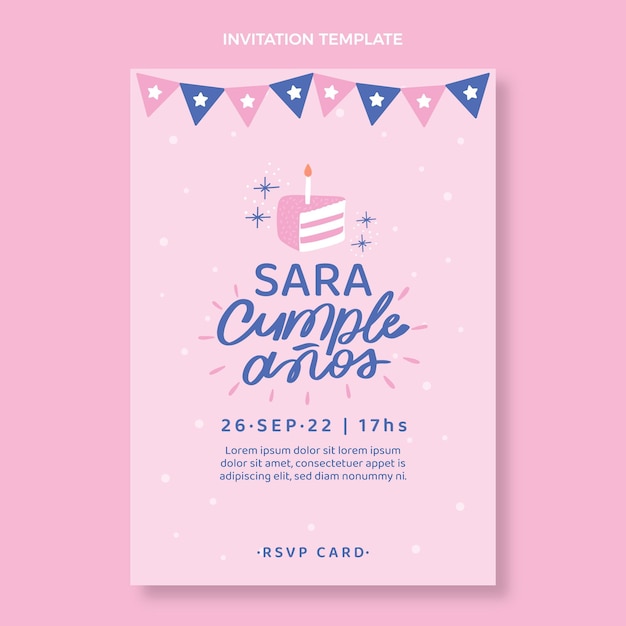 Free vector flat design minimal birthday invitation