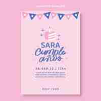 Free vector flat design minimal birthday invitation